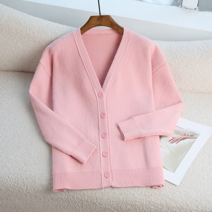 Damen modischer Strickcardigan mit V-Ausschnitt und Knopfdetails Drune