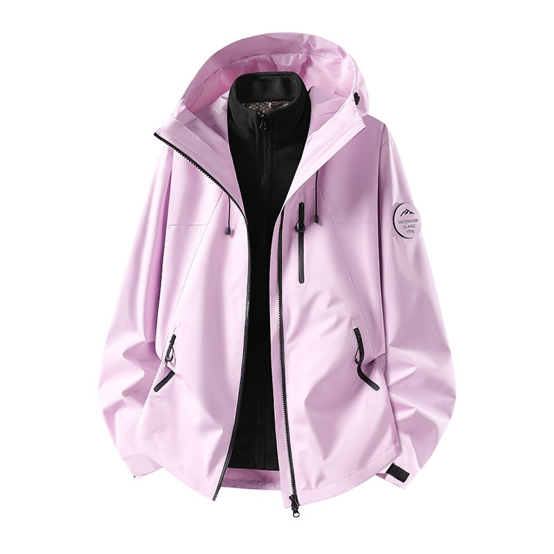 Herren Zweiteilige wasserdichte Outdoorjacke mit abnehmbarer Fleece‑Innenjacke und versiegelten Nähten Drune