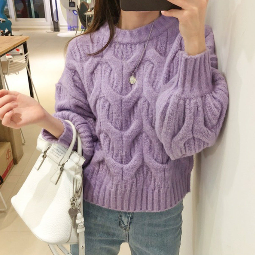 Damen Modischer Strickpullover mit einzigartigem Wellenmuster Drune