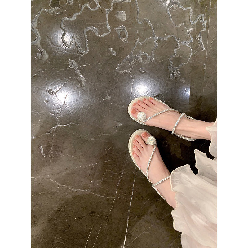 Damen Elegante mit Strass-Verzierte Rutsch-Sandalen Drune