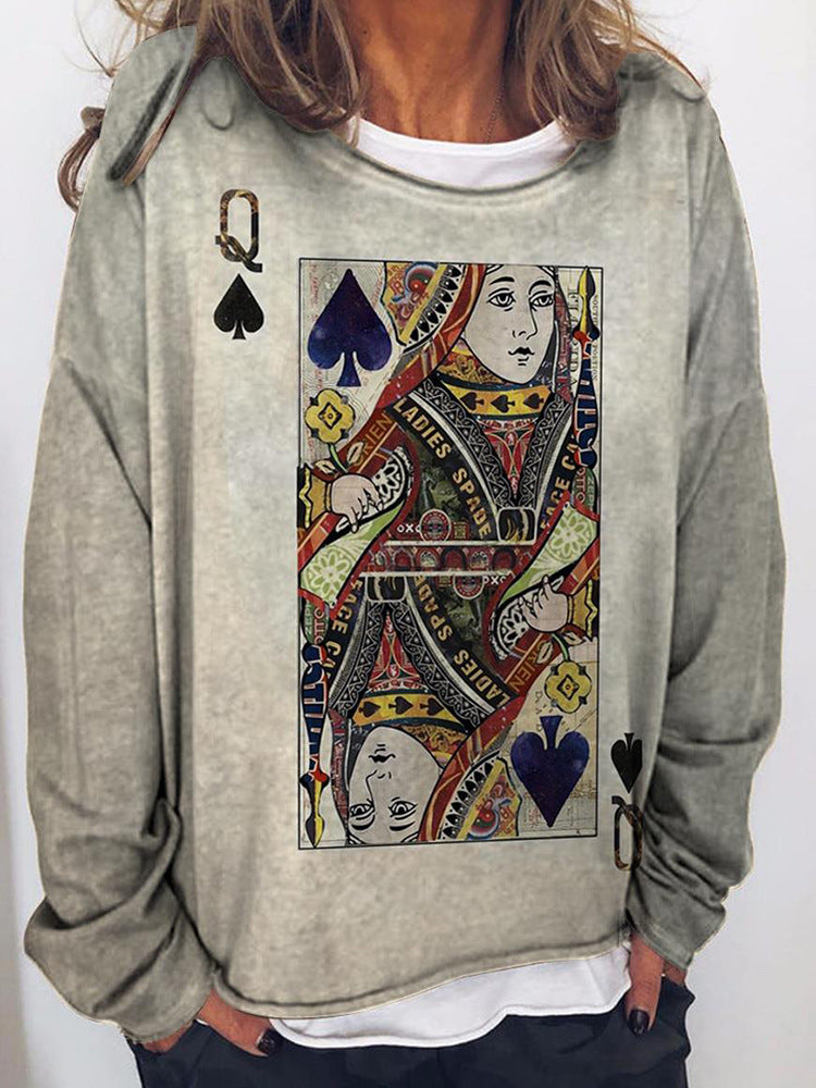 Damen Langärmeliges Oversize-Sweatshirt mit abstraktem Aquarell-Mosaikprint Drune