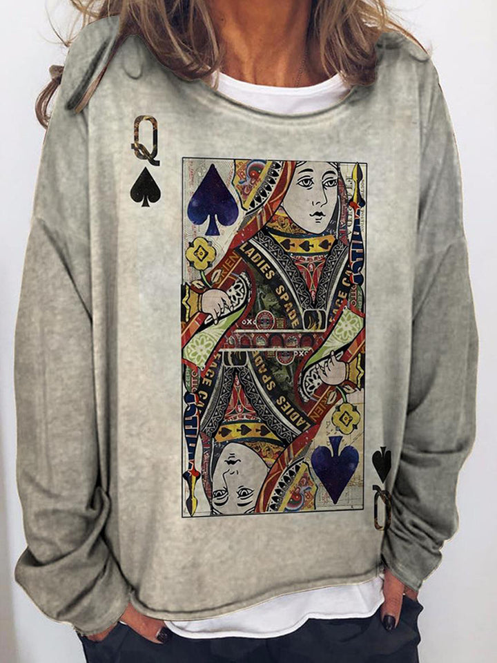 Damen Langärmeliges Oversize-Sweatshirt mit abstraktem Aquarell-Mosaikprint Drune