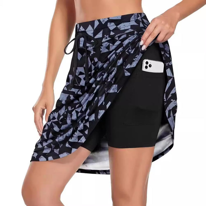 Damen Sportlicher Rock mit integrierten Shorts und praktischer Smartphone-Tasche Drune