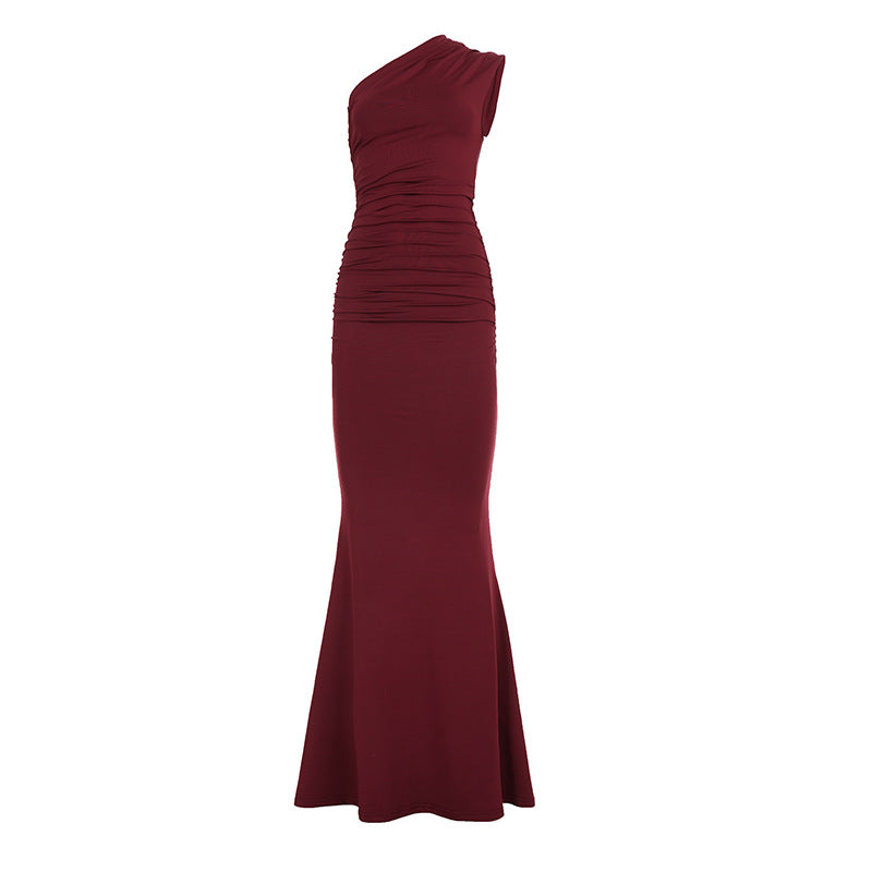 Damen figurbetontes Abendkleid mit asymmetrischen Raffungen Drune
