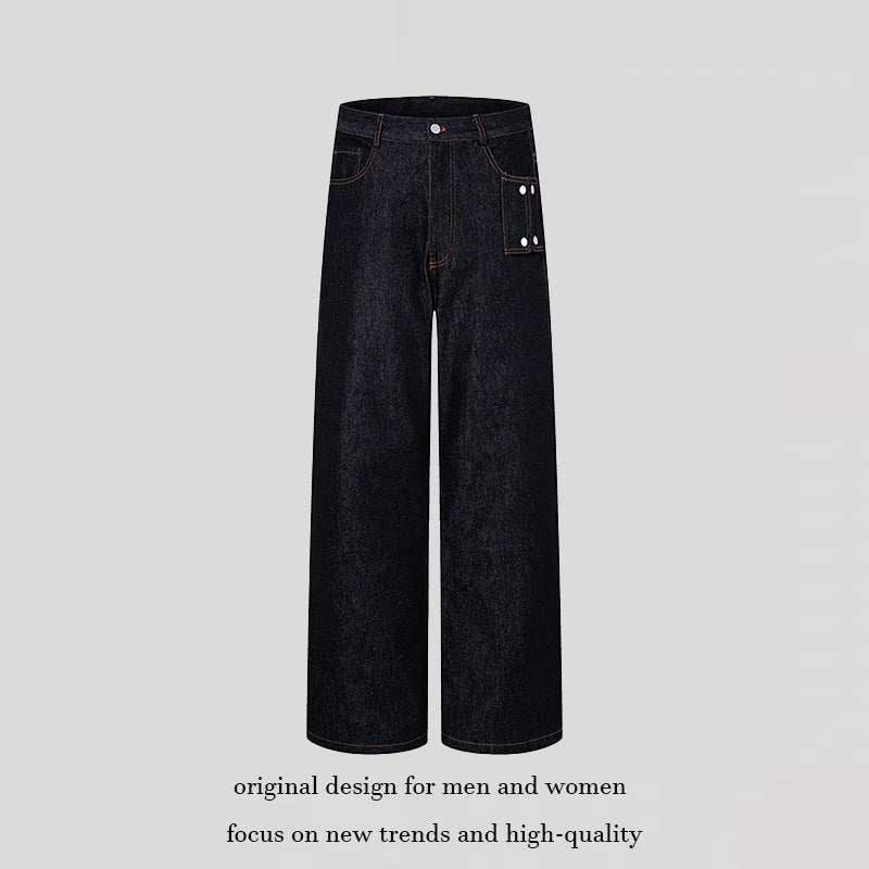 Damen Hochtaillierte Wide‑Leg Jeanshose mit Utility‑Tasche Drune