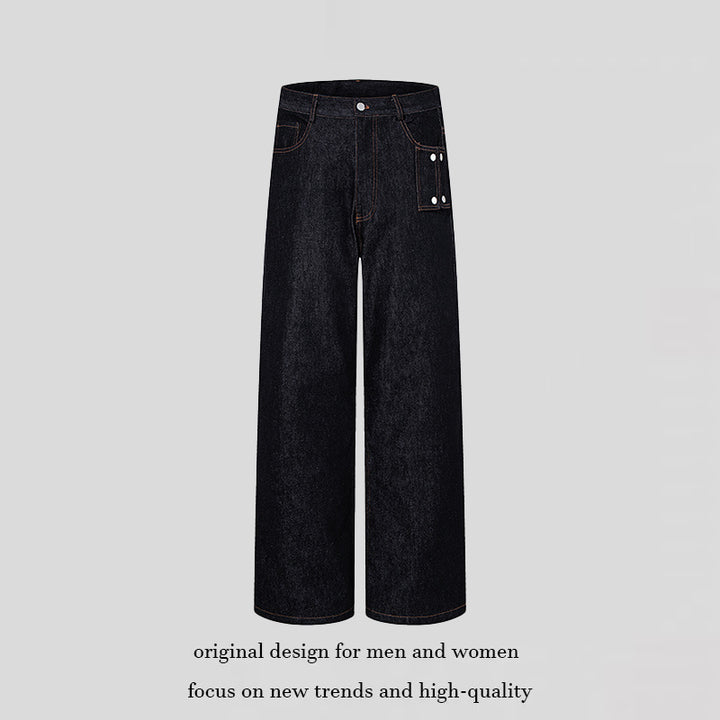 Damen Hochtaillierte Wide‑Leg Jeanshose mit Utility‑Tasche Drune