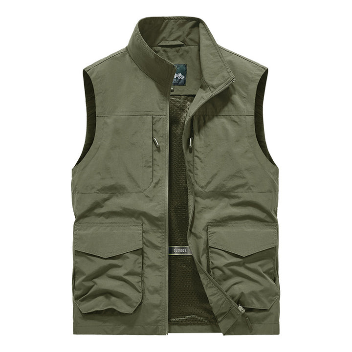 Herren Utility-Outdoorweste mit Multifachtaschen, Mesh-Futter & Stehkragen Drune