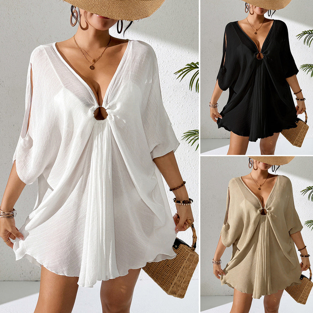 Damen Kaftan mit tiefem V-Ausschnitt und zurückgezogenem Design Drune