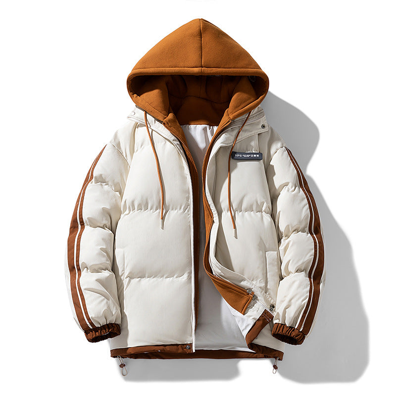 Herren wattierter Parka-Hybrid mit innenliegendem Hoodie, seitlichen Streifen und Zwei-Wege-Reißverschluss Drune