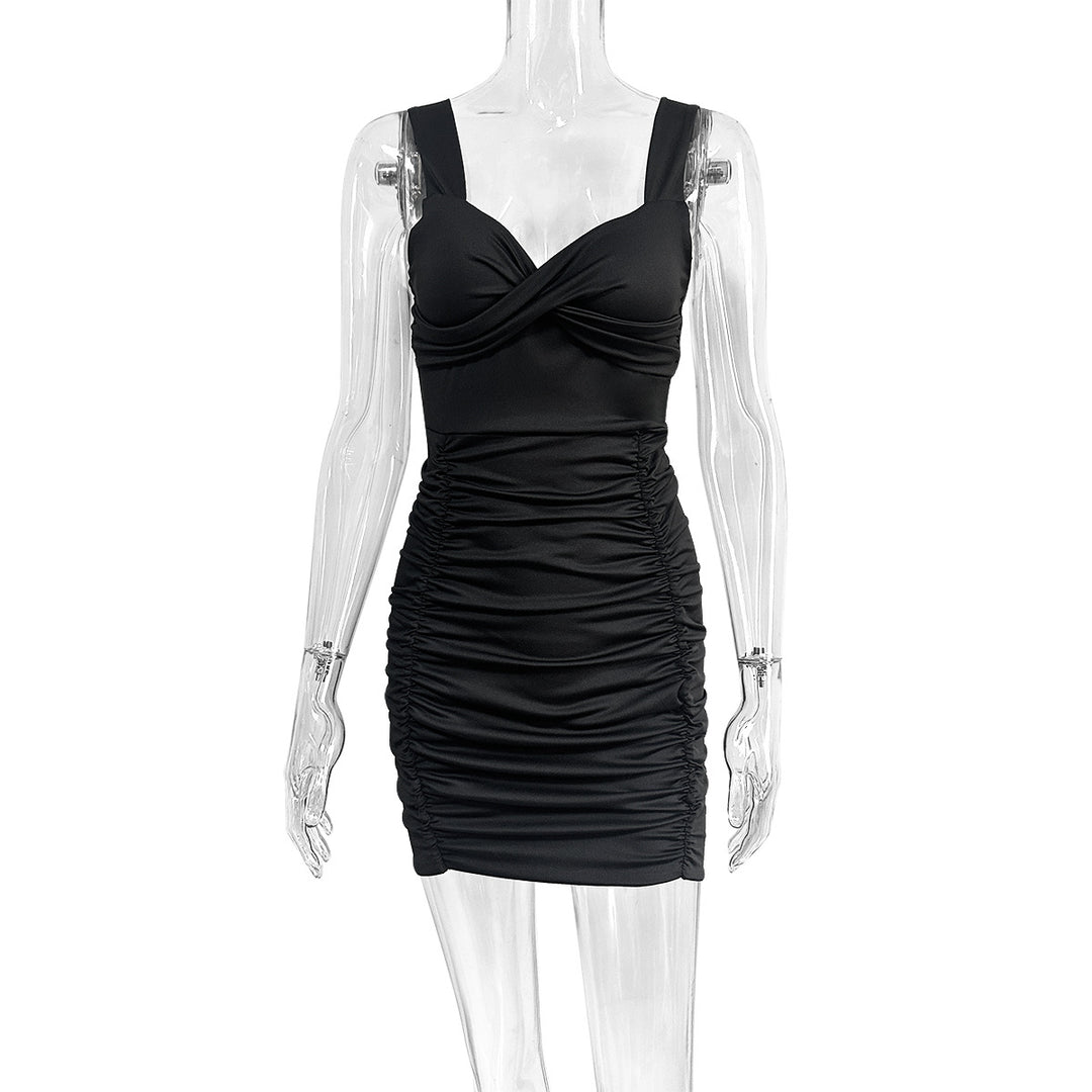 Damen figurbetontes Wickelkleid mit elegantem Rüschen-Design Drune