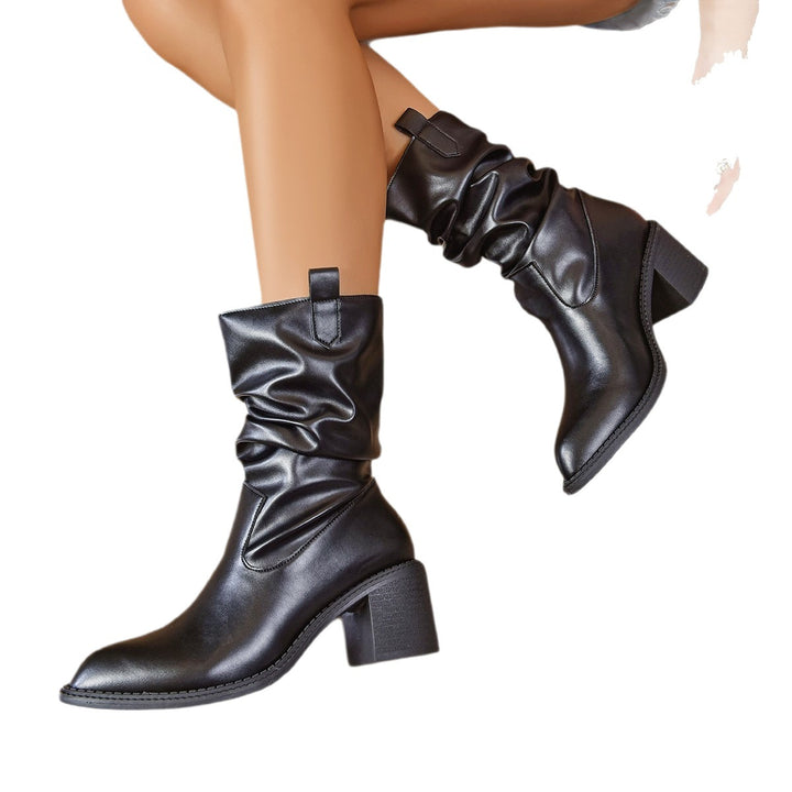 Damen Stiefeletten mit elegantem rüschenförmigen Design und bequemer Sohle Drune
