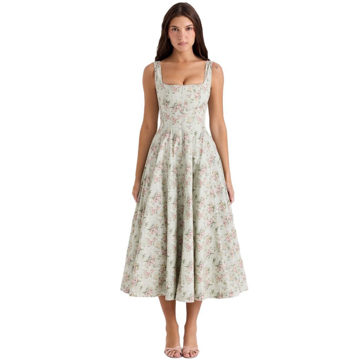 Damen Floral Maxikleid mit schmalen Trägern und seitlichen Taschen Drune