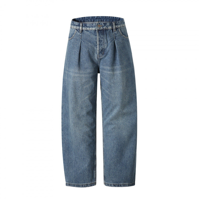 Damen Hochtaillierte Jeans mit Bundfalte, geradem Schnitt und weitem Bein Drune