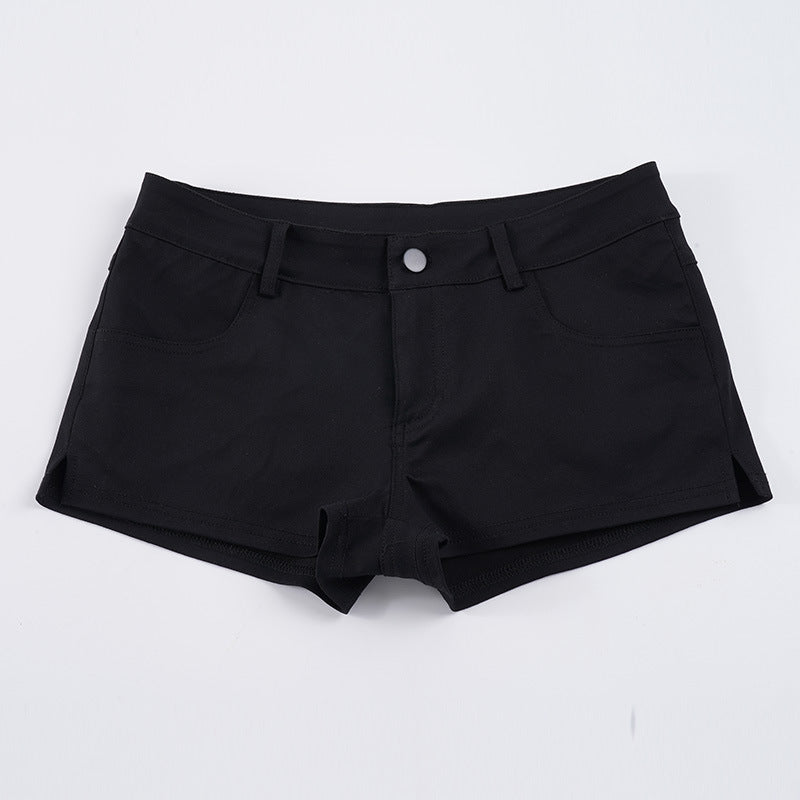 Damen trendige Shorts mit hohem Bund und elastischem Material Drune