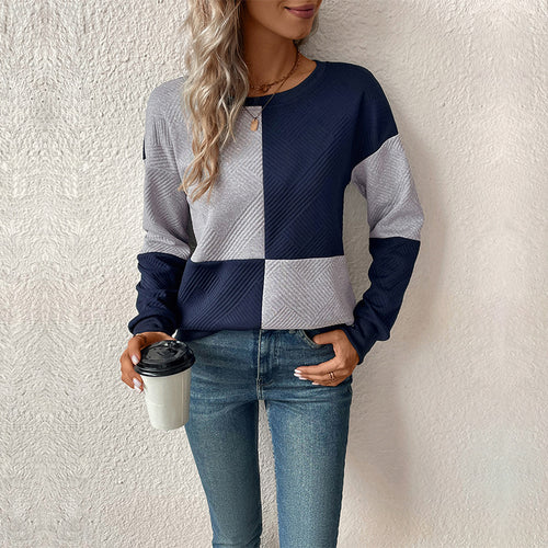 Damen Sweatshirt mit geometrischem Patchwork-Design Drune