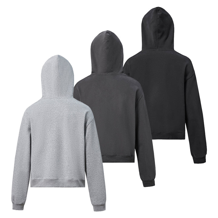 Unisex Kapuzenpullover aus Bio-Baumwoll-Fleece mit Kängurutasche und leicht verkürzter Passform Drune