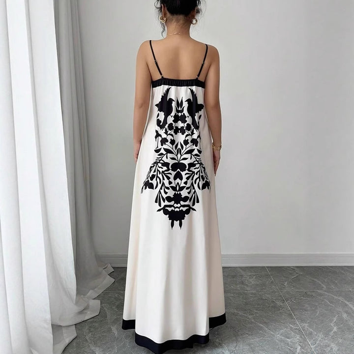 Damen Maxikleid mit floralem Design und seitlichen Schlitzen Drune