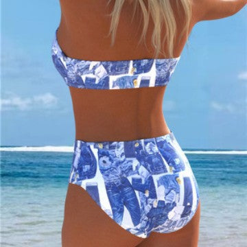 Damen Bikini-Set mit elegantem Bandeau-Oberteil und hochgeschnittenen Shorts Drune