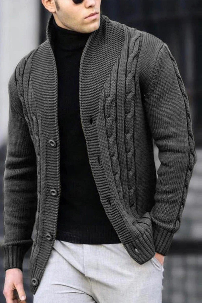 Herren Strickjacke mit robustem Zopfmuster und langlebigem Knopfverschluss Drune
