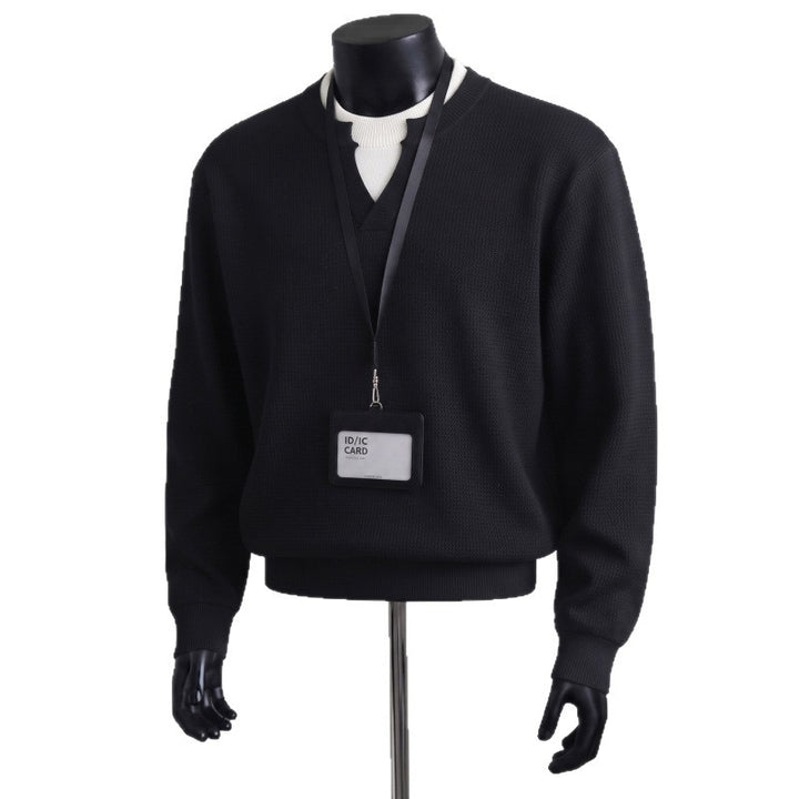 Herren Bequemer Strickpullover mit V-Ausschnitt Drune