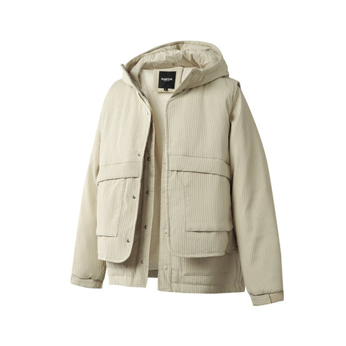 Unisex Wattierte Kapuzenjacke mit abnehmbarem Westeinsatz und gerippter Struktur Drune