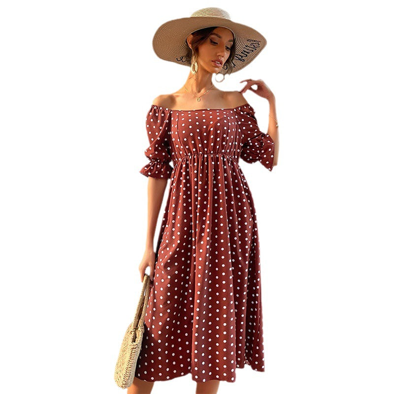 Damen Midi-Kleid mit voluminösen Puffärmeln und elegantem Karomuster Drune