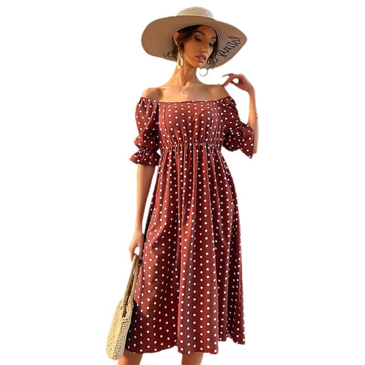Damen Midi-Kleid mit voluminösen Puffärmeln und elegantem Karomuster Drune