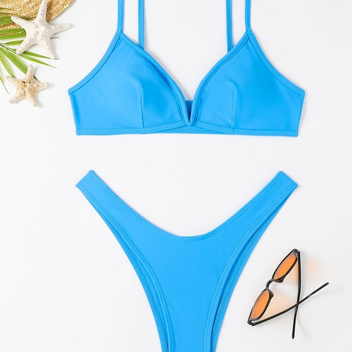 Damen Triangel-Bikini mit sexy tiefem Ausschnitt und hohem Beinausschnitt Drune