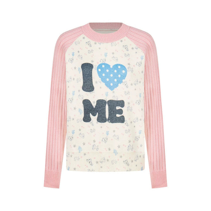 Damen Feinstrick-Pullover mit Applikations-Statement, gerippten Raglanärmeln und Mini-Print Drune