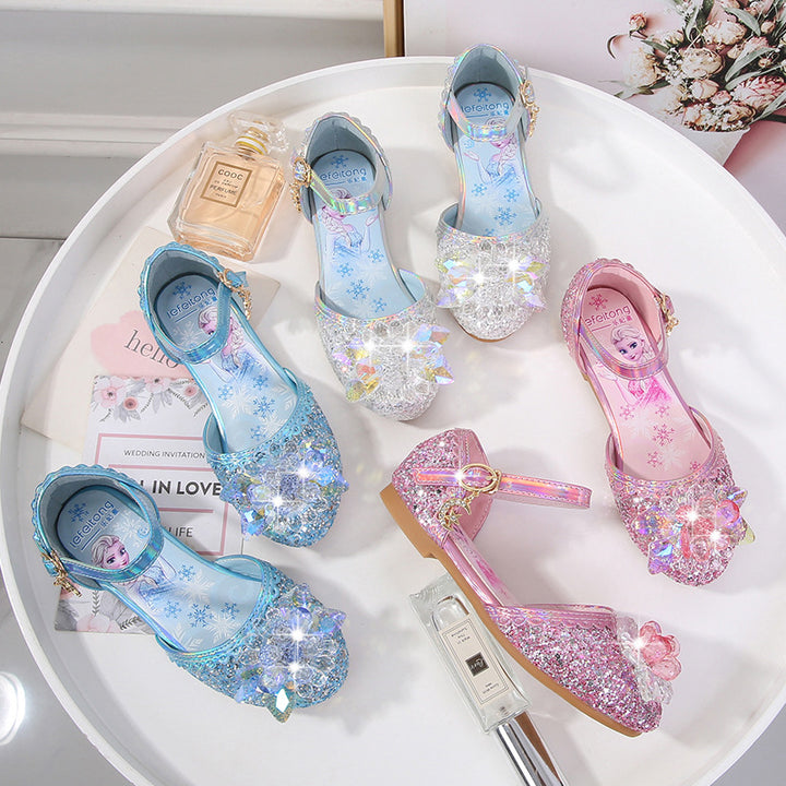 Mädchen Glitzernde Ballerinas mit Blumenapplikationen Drune