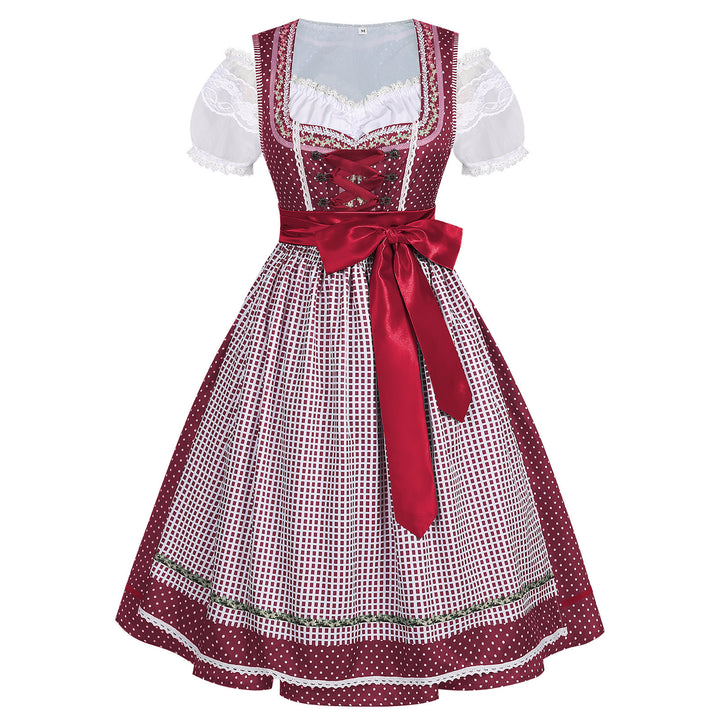 Damen nan traditionelles Trachten-Dirndl mit geschnürter Corsage, Spitzenärmeln und schwingendem Tellerrock Drune