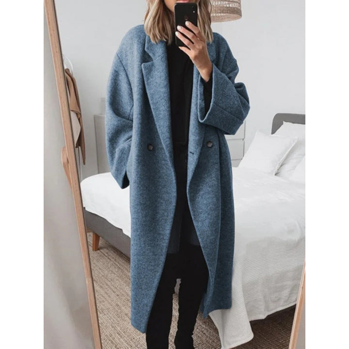 Damen Oversized Wolle-Mantel mit elegantem Revers und doppelt Knopfverschluss Drune