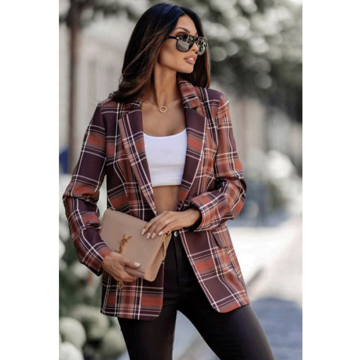 Damen Karierter Blazer Drune