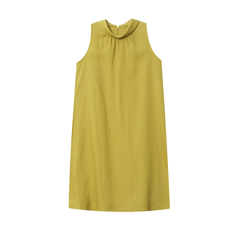 Damen Maxikleid mit hochgeschlossenem Kragen und fließendem Schnitt Drune