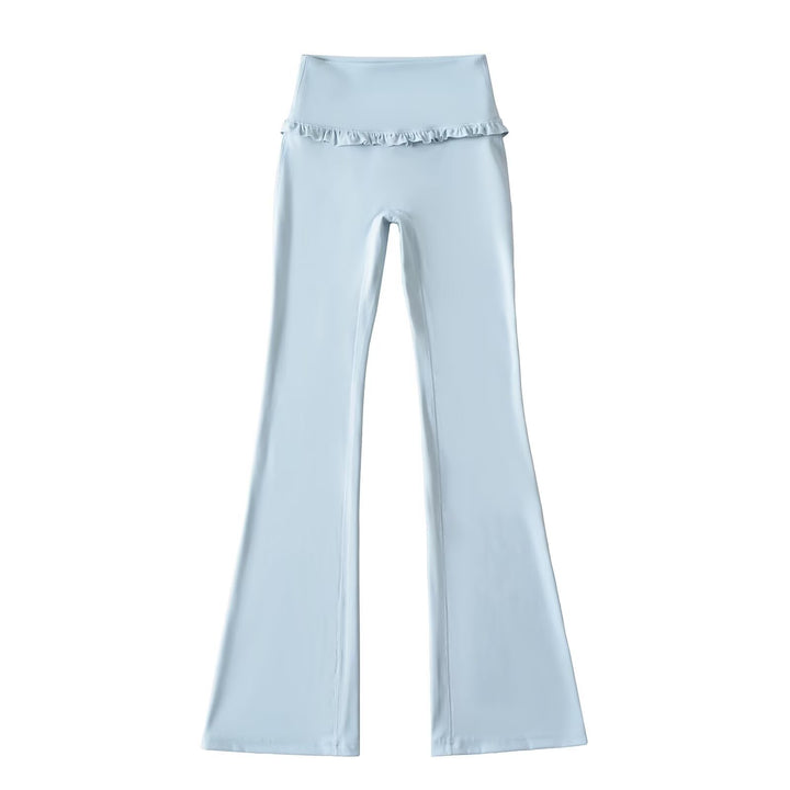 Damen Hochtaillierte Bootcut-Leggings mit Rüschendetails Drune