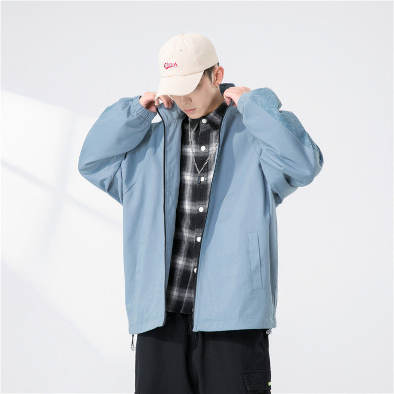 Herren Oversize Übergangsjacke mit Raglanärmeln, Stehkragen und elastischen Bündchen Drune