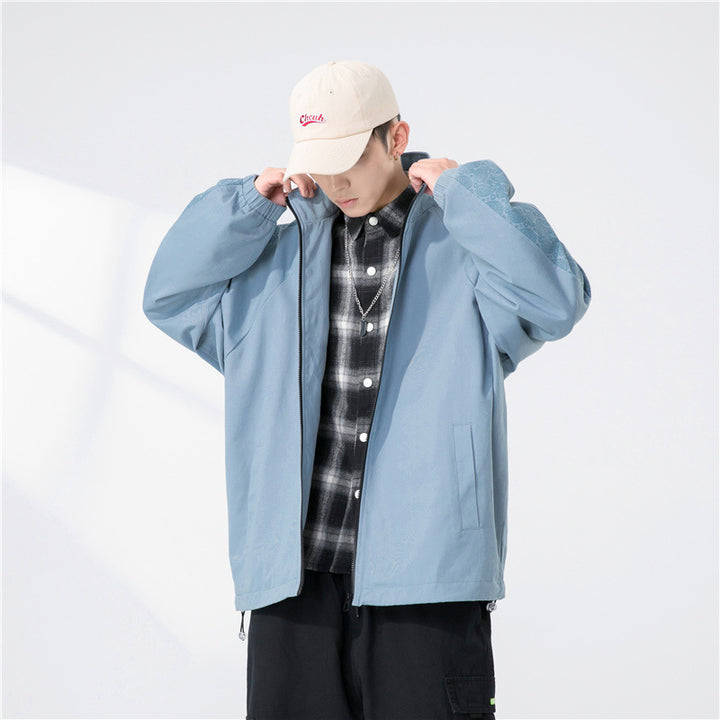 Herren Oversize Übergangsjacke mit Raglanärmeln, Stehkragen und elastischen Bündchen Drune