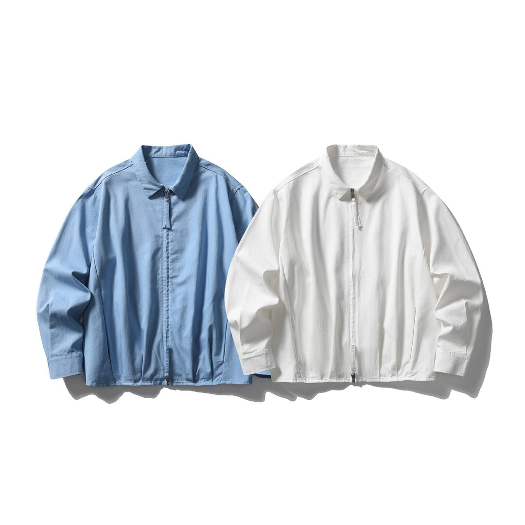 Unisex Leichte Oversize-Blousonjacke mit halbem Reißverschluss und Kentkragen Drune