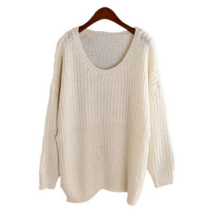 Damen Grobstrick Pullover mit weitem Schnitt und Rundhalsausschnitt Drune