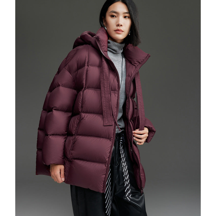 Damen Boxy-Steppjacke mit übergroßem Thermokragen und dekorativen Kordel-Details Drune