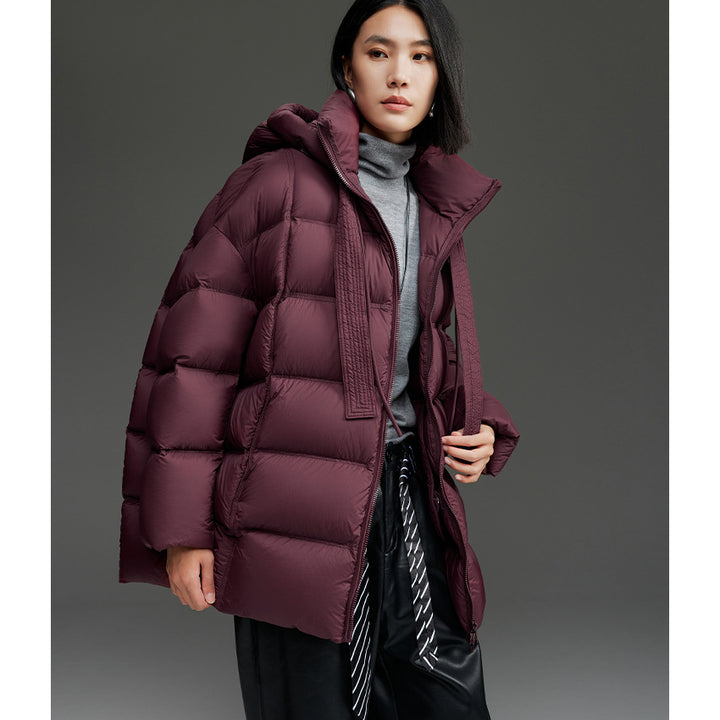 Damen Boxy-Steppjacke mit übergroßem Thermokragen und dekorativen Kordel-Details Drune