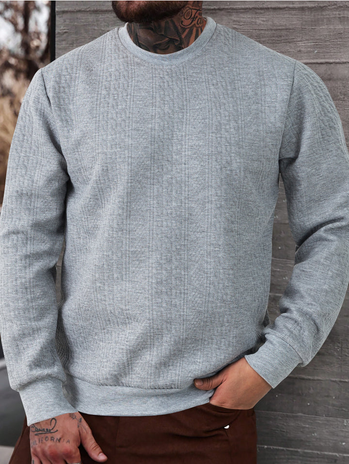 Herren texturiertes Rundhals-Sweatshirt mit feiner Waffelstruktur und gerippten Bündchen Drune