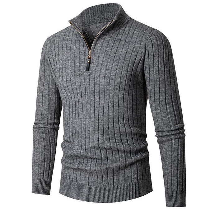 Herren Pullover mit Stehkragen und strukturiertem Rippdesign Drune