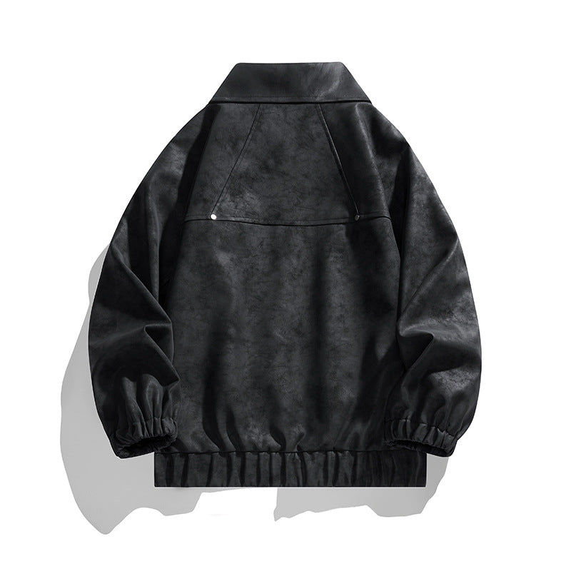 Herren Kunstvelours‑Bomberjacke im Oversize‑Boxy‑Cut mit Zwei‑Wege‑Reißverschluss & elastischem Saum Drune