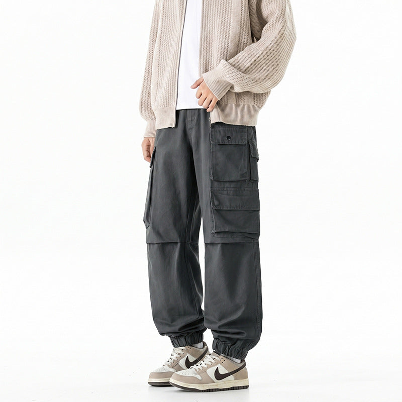 Herren Weite Convertible-Cargo-Hose im Tactical-Streetstyle mit Mehrfachklappentaschen und elastischem Knöchelabschluss Drune