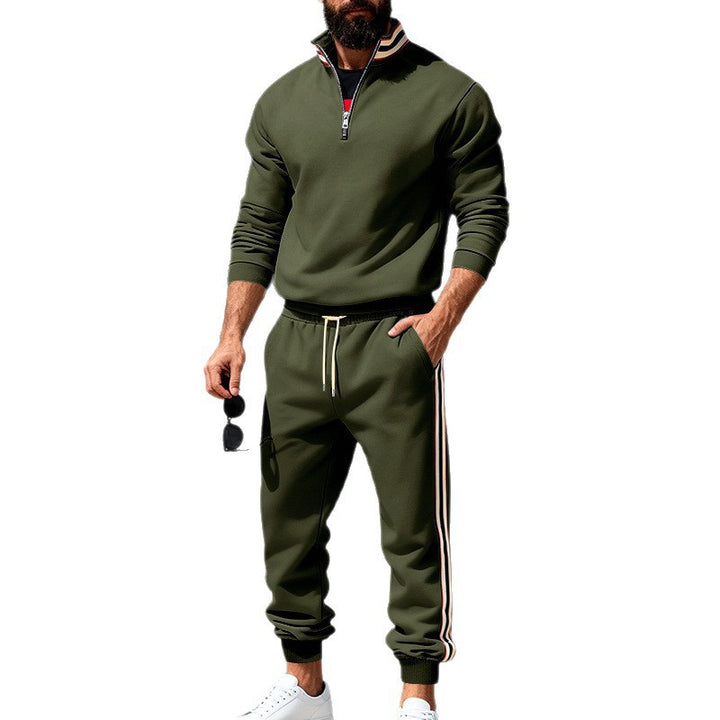 Herren nan stylisches Jogginganzug-Set mit Halbzip, gestreiften Seitenstreifen und konischer Joggerhose Drune