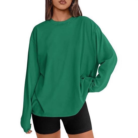 Damen Oversize-Sweatshirt mit Rundhalsausschnitt und verlängertem Saum Drune