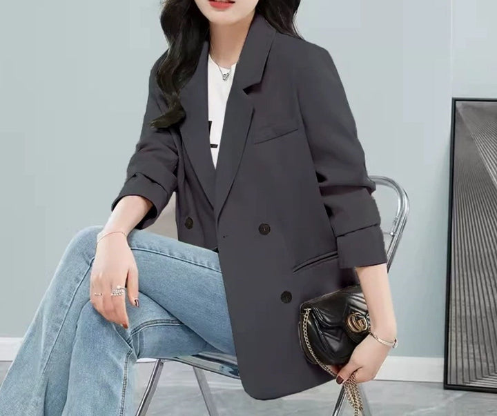 Damen modischer Oversized-Blazer mit doppelter Knopfleiste und stylischen Details Drune
