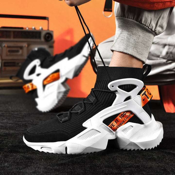 Herren Futuristische High-Top Strick-Sneaker mit Exoskelett-Fersenstütze Drune