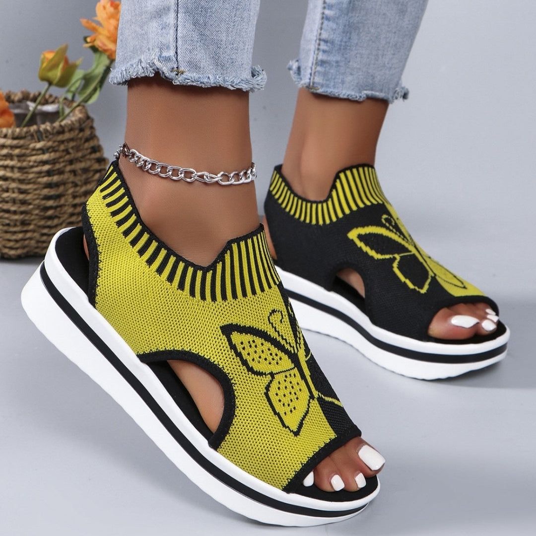 Damen Sportliche Plateau-Sandalen mit modischem Schmetterlingsdesign Drune